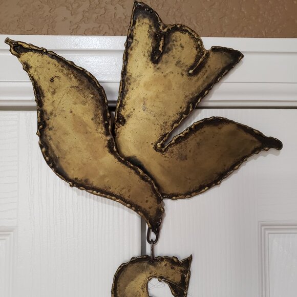 Vintage Sheet Torch Cut Metal SHALOM Brutalist Style Hanging Sculpture 35" Long - Picture 2 of 8